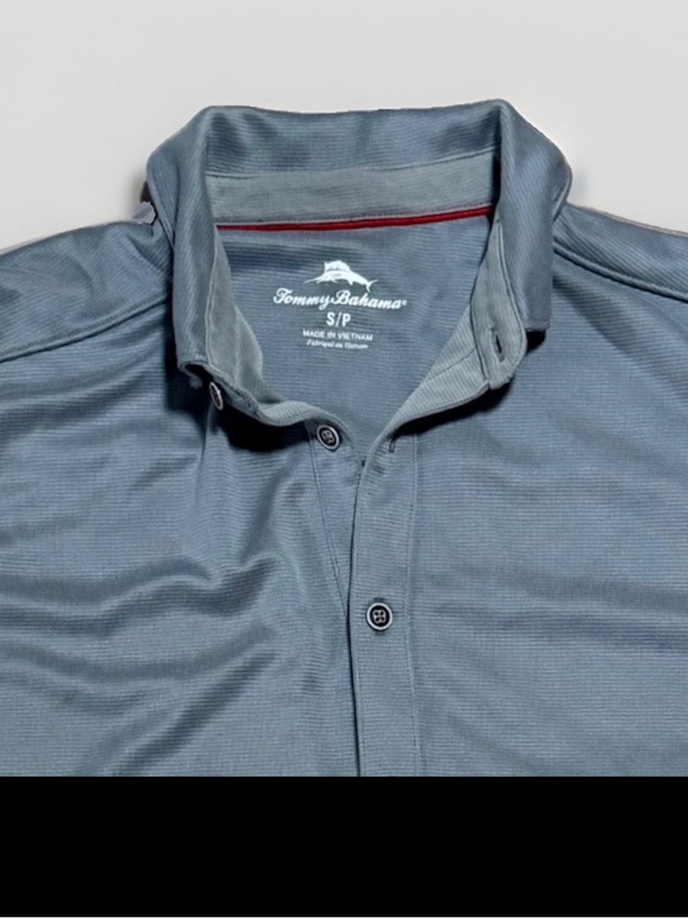 Tommy Bahama Slate Blue Men's Short Sleeve Button Down Shirt with Contrast Trim